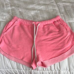 aerie Pink Terry Drawstring Athletic Shorts